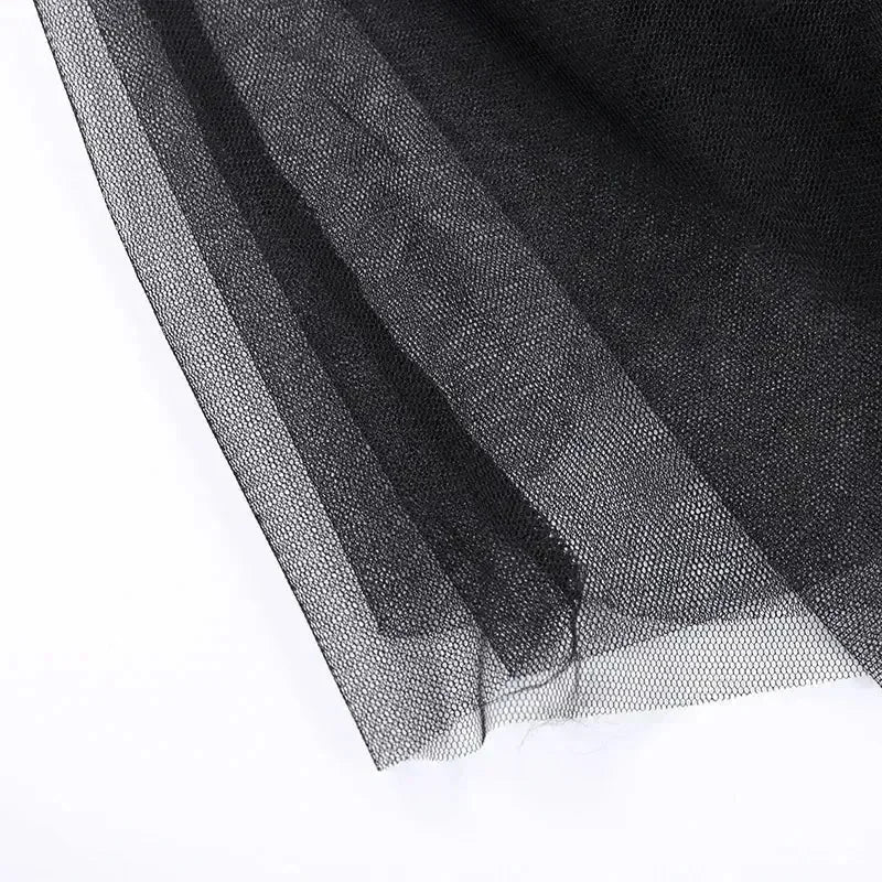 Casual Skirts Punk Sexy Net Yarn High-Waisted Irregular Skirt for Women Summer New European and American Gothic Style Versatile Femstylo