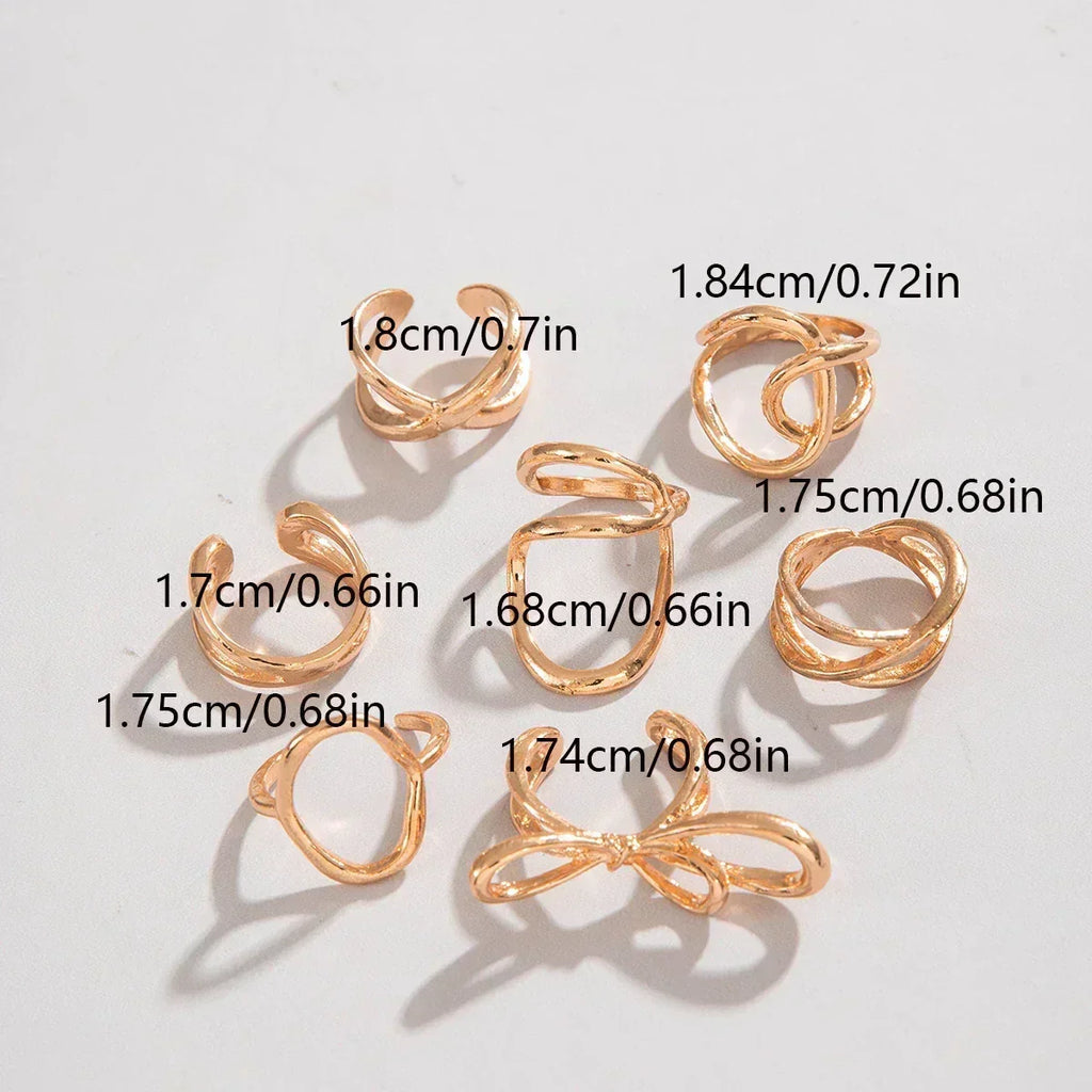 Docona Fashion Elegant Stacking Gold Colour Rings Geometric Design Ring Set Accessories Daily Festival Party Gifts 27910 Femstylo