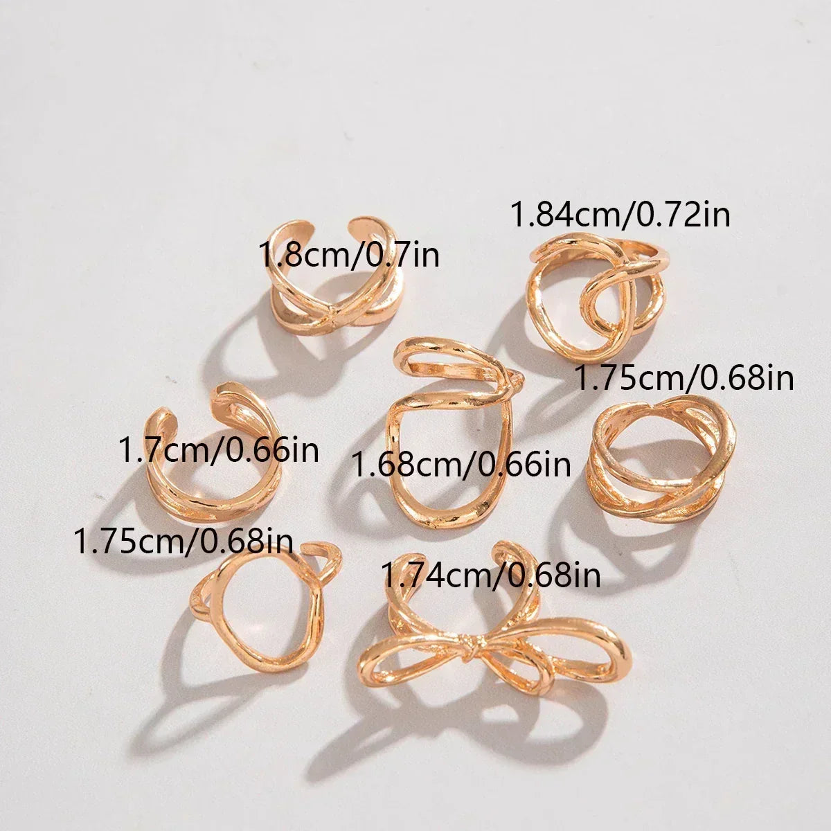 Docona Fashion Elegant Stacking Gold Colour Rings Geometric Design Ring Set Accessories Daily Festival Party Gifts 27910 Femstylo