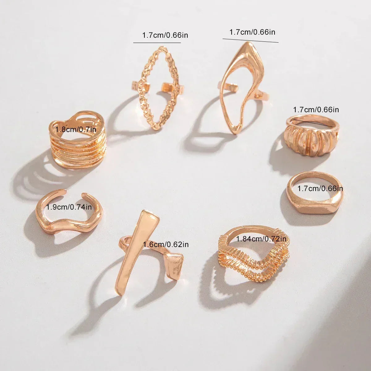 Docona Fashion Elegant Stacking Gold Colour Rings Geometric Design Ring Set Accessories Daily Festival Party Gifts 27910 Femstylo