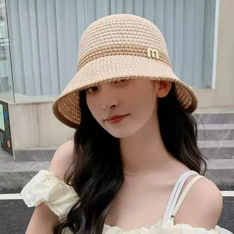 Outdoor Sunshade Hats Summer Breathable Hollow Knitted Korean Fashion Women Fisherman Hat Permeability Crochet Retro Bucket Hat Femstylo