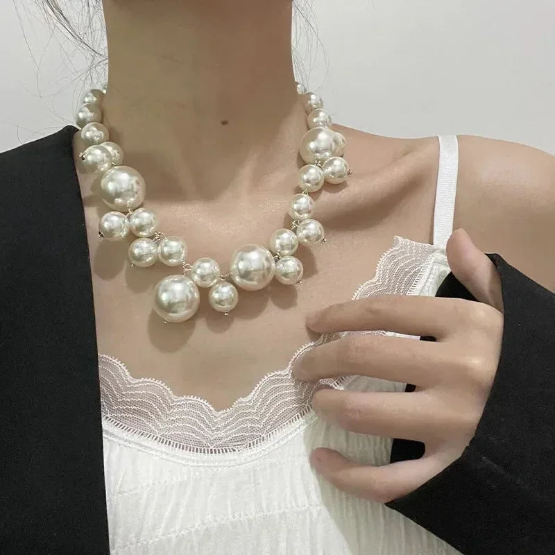 Elegant Imitation Pearl Women's Necklace Big Pearls Beads Choker Necklaces Party Wedding Bride Necklace Jewelry Girls Gifts Femstylo
