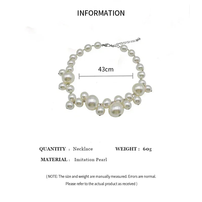 Elegant Imitation Pearl Women's Necklace Big Pearls Beads Choker Necklaces Party Wedding Bride Necklace Jewelry Girls Gifts Femstylo