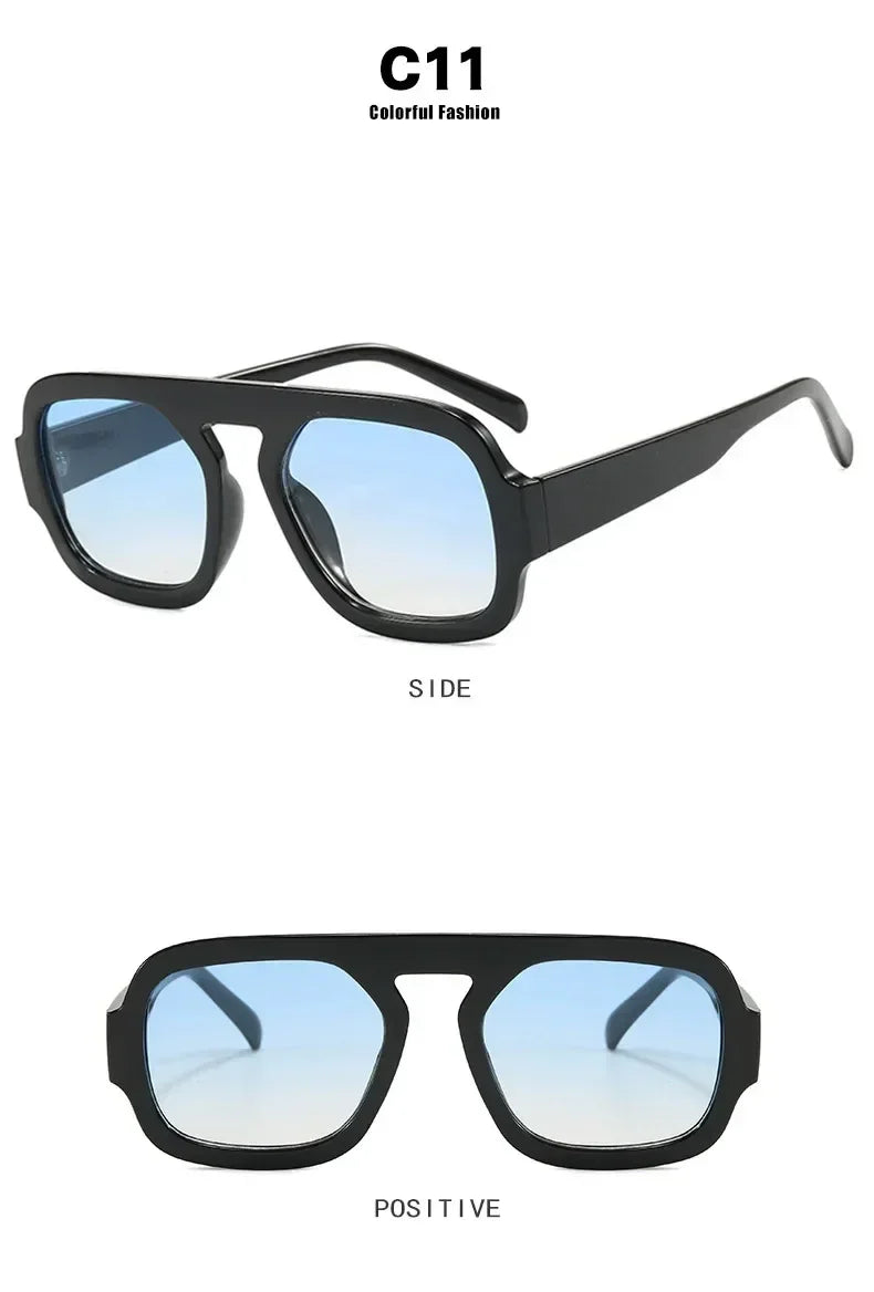 DOHOHDO 2025 Fashion Square Sunglasses Women New Retro Black Brown Thick Frame Pilot Sun Glasses Woman Chic Polygon Shades UV400 Femstylo