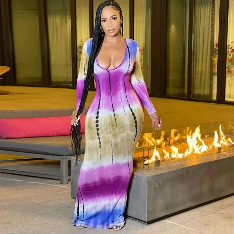 Spring And Summer Dresses For Women Chest Wrap Printed Off Shoulder Bandage Slim Sexy Long Dress 2023 New Fashion party MsChuh Femstylo