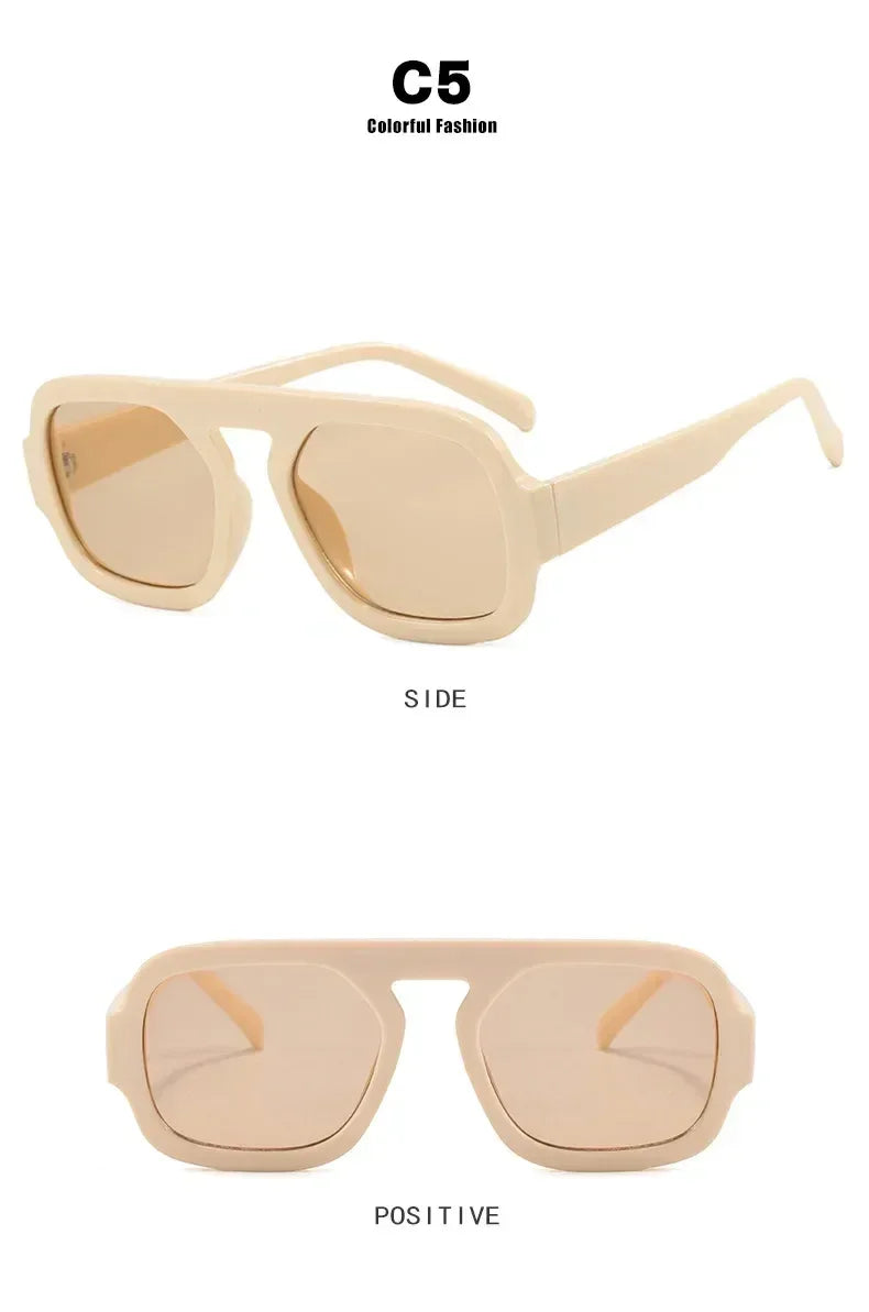 DOHOHDO 2025 Fashion Square Sunglasses Women New Retro Black Brown Thick Frame Pilot Sun Glasses Woman Chic Polygon Shades UV400 Femstylo