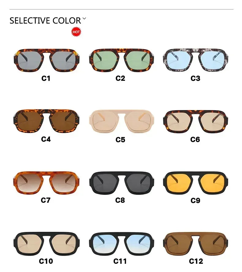 DOHOHDO 2025 Fashion Square Sunglasses Women New Retro Black Brown Thick Frame Pilot Sun Glasses Woman Chic Polygon Shades UV400 Femstylo