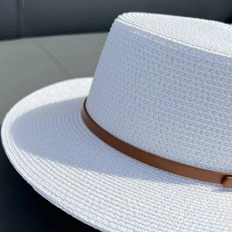 Simple Straw Summer Women Beach Hat Female Casual Panama Hat Women Flat Brim Bowknot Straw Cap Girls Sun Hat Femstylo