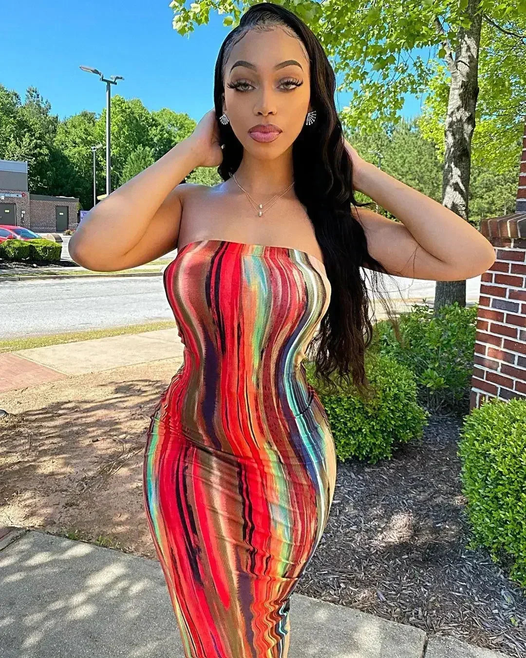 Spring And Summer Dresses For Women Chest Wrap Printed Off Shoulder Bandage Slim Sexy Long Dress 2023 New Fashion party MsChuh Femstylo