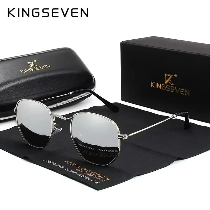 KINGSEVEN Fashion Women Polygon Sunglasses Men Polarized UV400 Sunscreen Round Thin Frame Glassses Luxury Causal Driving Eyewear Femstylo