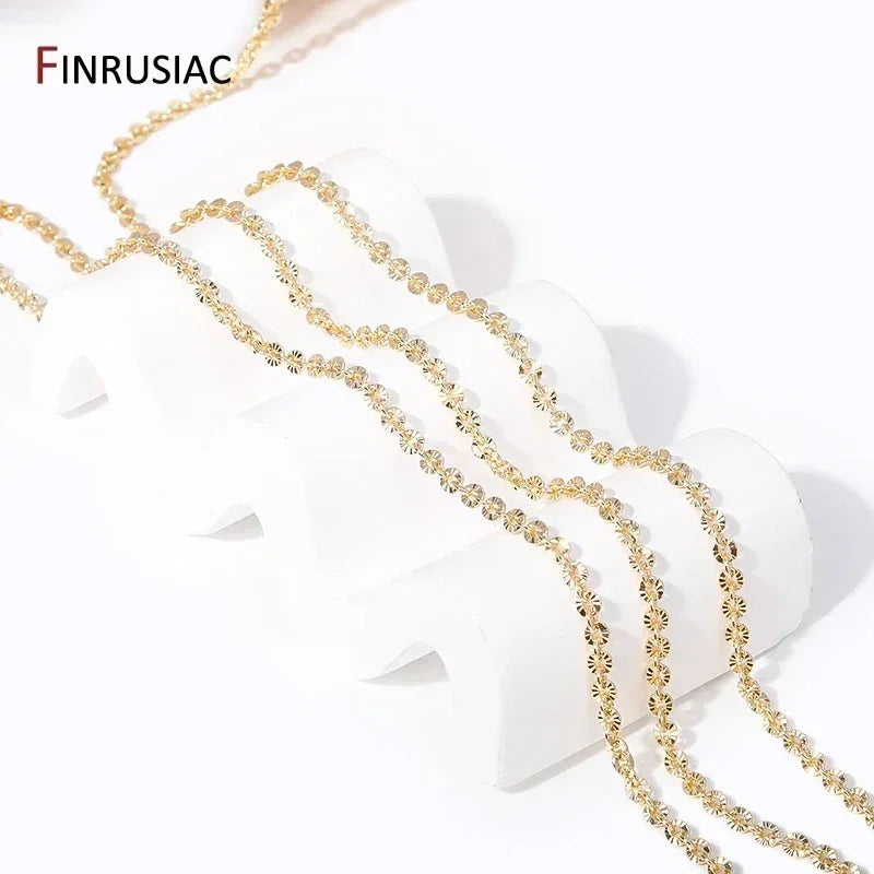 4mm*4.5mm 14K Real Gold Plated Round Textured Chains For Necklace Making, DIY Jewelry Accessories Handmade Crafts Chains Femstylo