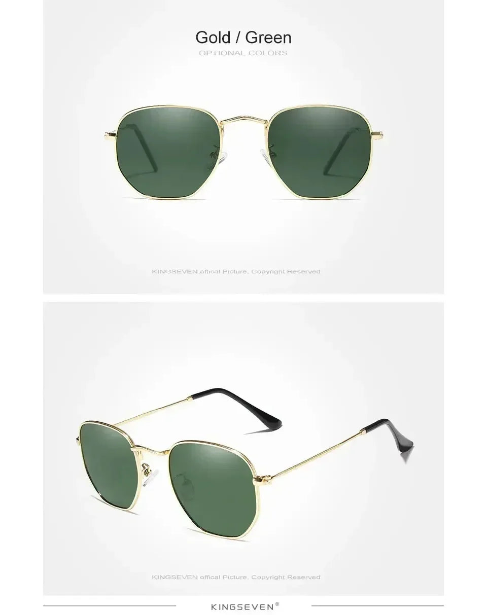 KINGSEVEN Fashion Women Polygon Sunglasses Men Polarized UV400 Sunscreen Round Thin Frame Glassses Luxury Causal Driving Eyewear Femstylo