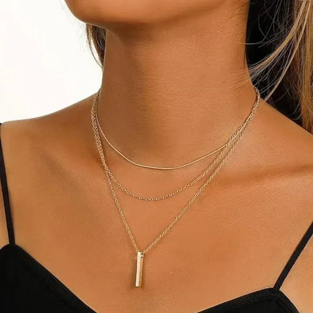 MEDFOLY 3pcs Gold Charm Necklace For Women Star Pearl Cross Pendant Neckalces Dainty 14K Gold Plated Summer Beach Jewelry Gifts Femstylo
