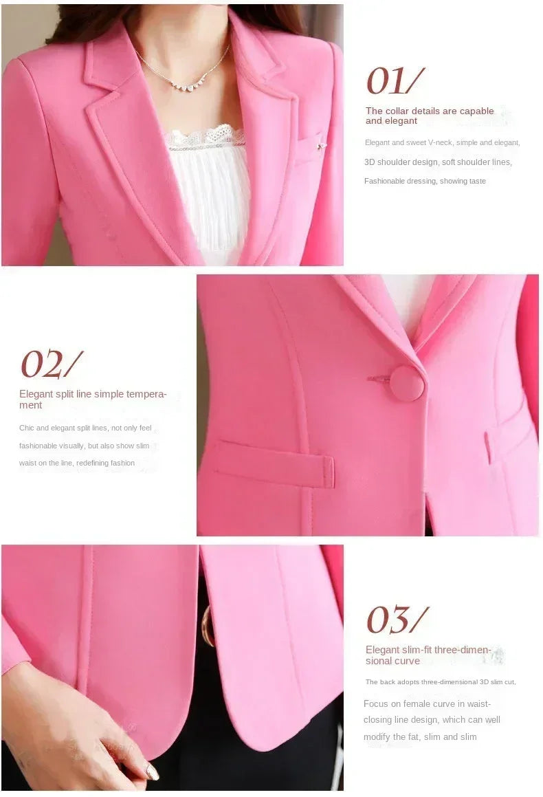 Korean Women's Fit and Tailored Blazer Jacket for Spring and Autumn Office Lady OL Casual Business Suit for Women Trendy Style Femstylo