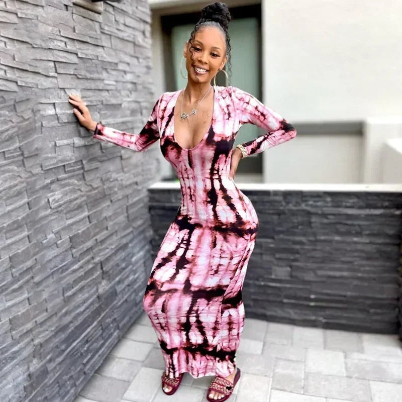 Spring And Summer Dresses For Women Chest Wrap Printed Off Shoulder Bandage Slim Sexy Long Dress 2023 New Fashion party MsChuh Femstylo