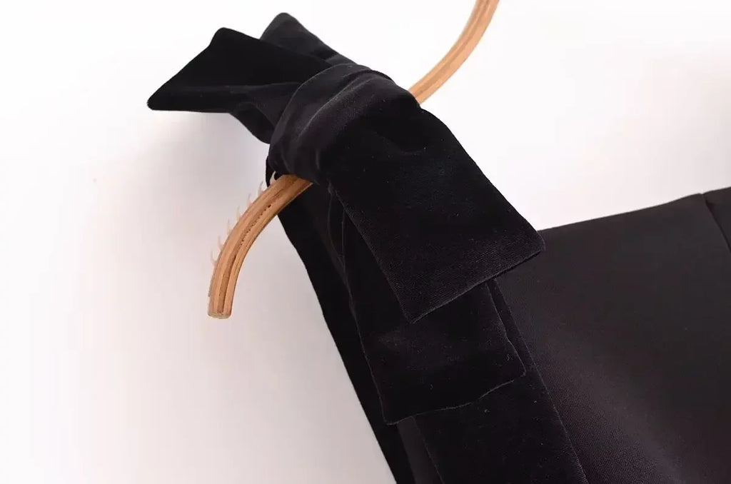 TFMLN Autumn New Women Dress 2024 Slim Chic Sleeveless Dress Bow Casual  Mini Frock Female Fashion Elegant Short Party Dress Femstylo