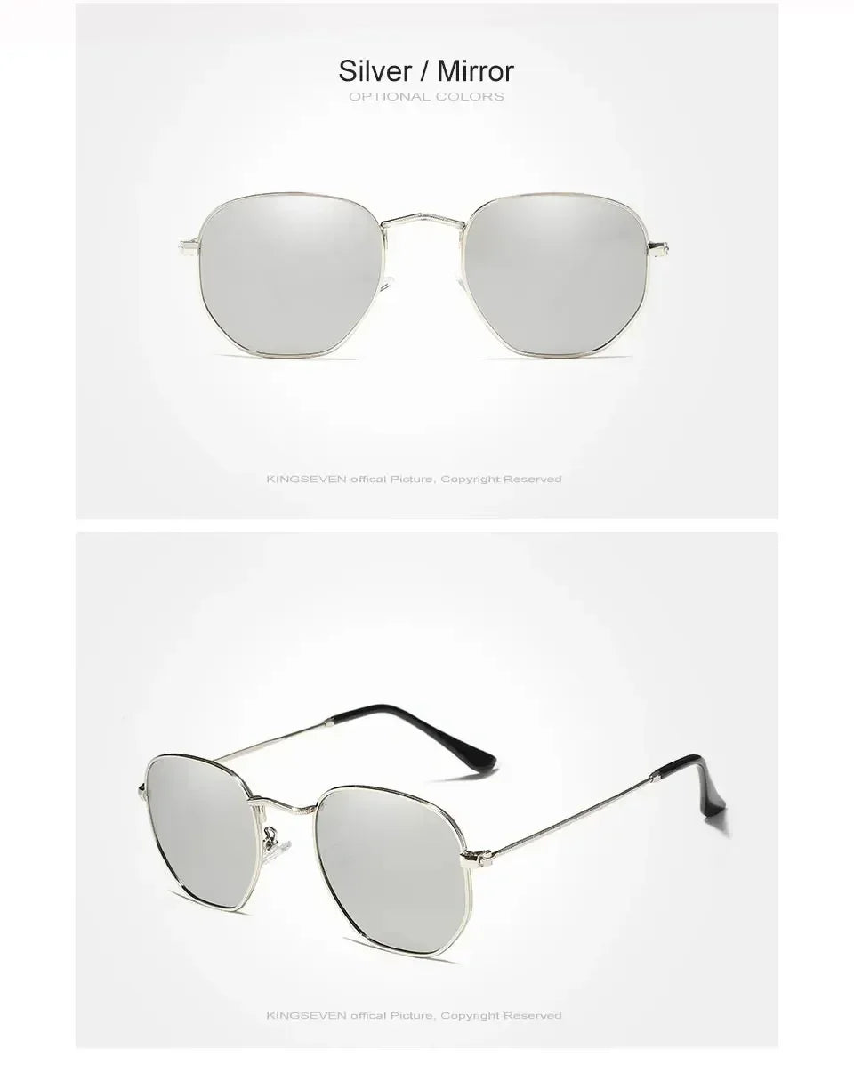 KINGSEVEN Fashion Women Polygon Sunglasses Men Polarized UV400 Sunscreen Round Thin Frame Glassses Luxury Causal Driving Eyewear Femstylo