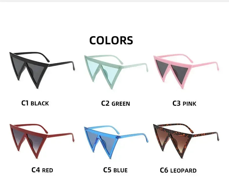 Oversized Triangle Punk Shiled Sunglasses Women Big Frame 2025 Luxury Brand Windproof Eyewear For Ladies UV400 Goggle Shades Femstylo