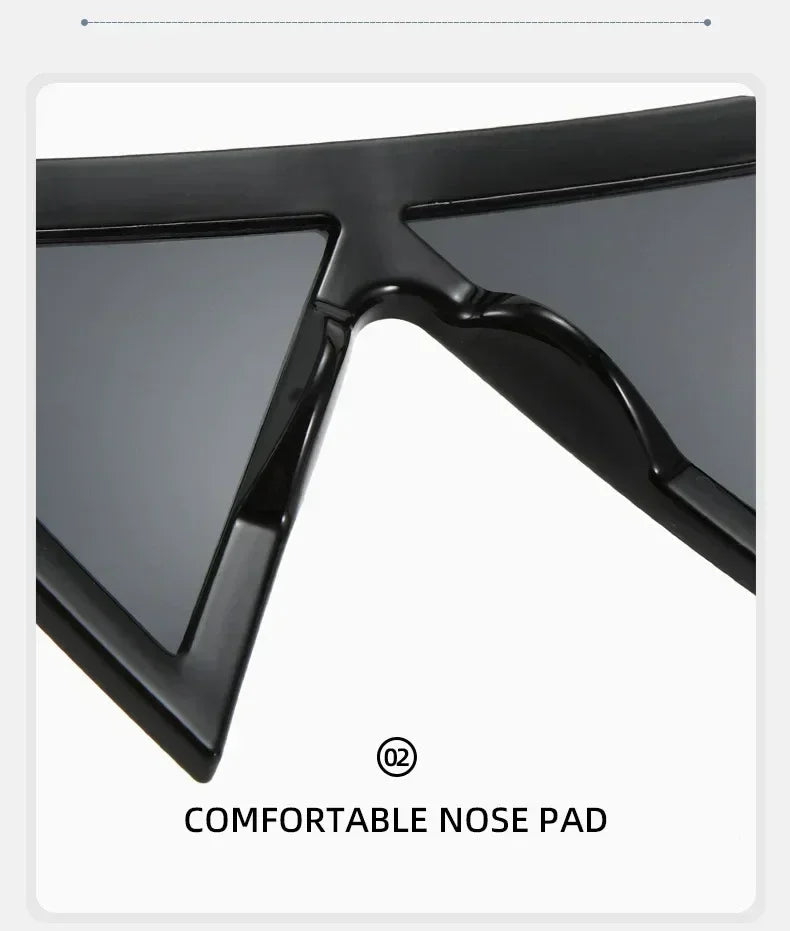 Oversized Triangle Punk Shiled Sunglasses Women Big Frame 2025 Luxury Brand Windproof Eyewear For Ladies UV400 Goggle Shades Femstylo