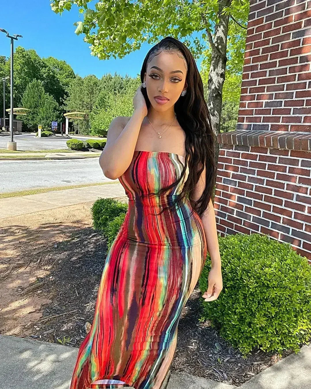 Spring And Summer Dresses For Women Chest Wrap Printed Off Shoulder Bandage Slim Sexy Long Dress 2023 New Fashion party MsChuh Femstylo
