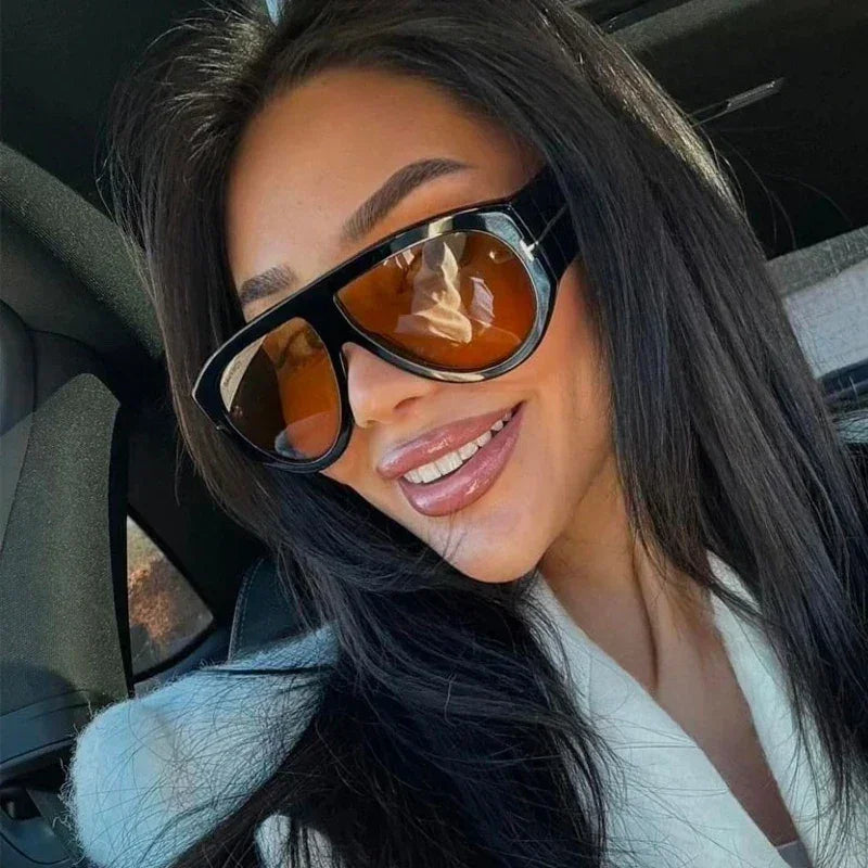 2024 New Fashion Big Frame Pilot Brown Sunglasses Women Men Brand T Outdoor Sun Glasses Female Shade Oculos De Sol Gifts Femstylo