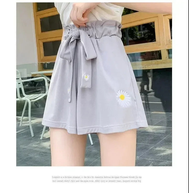 Summer Lightweight Black Casual Sports Pants Women Student Loose High-Waist Wide-Leg Shorts Femstylo