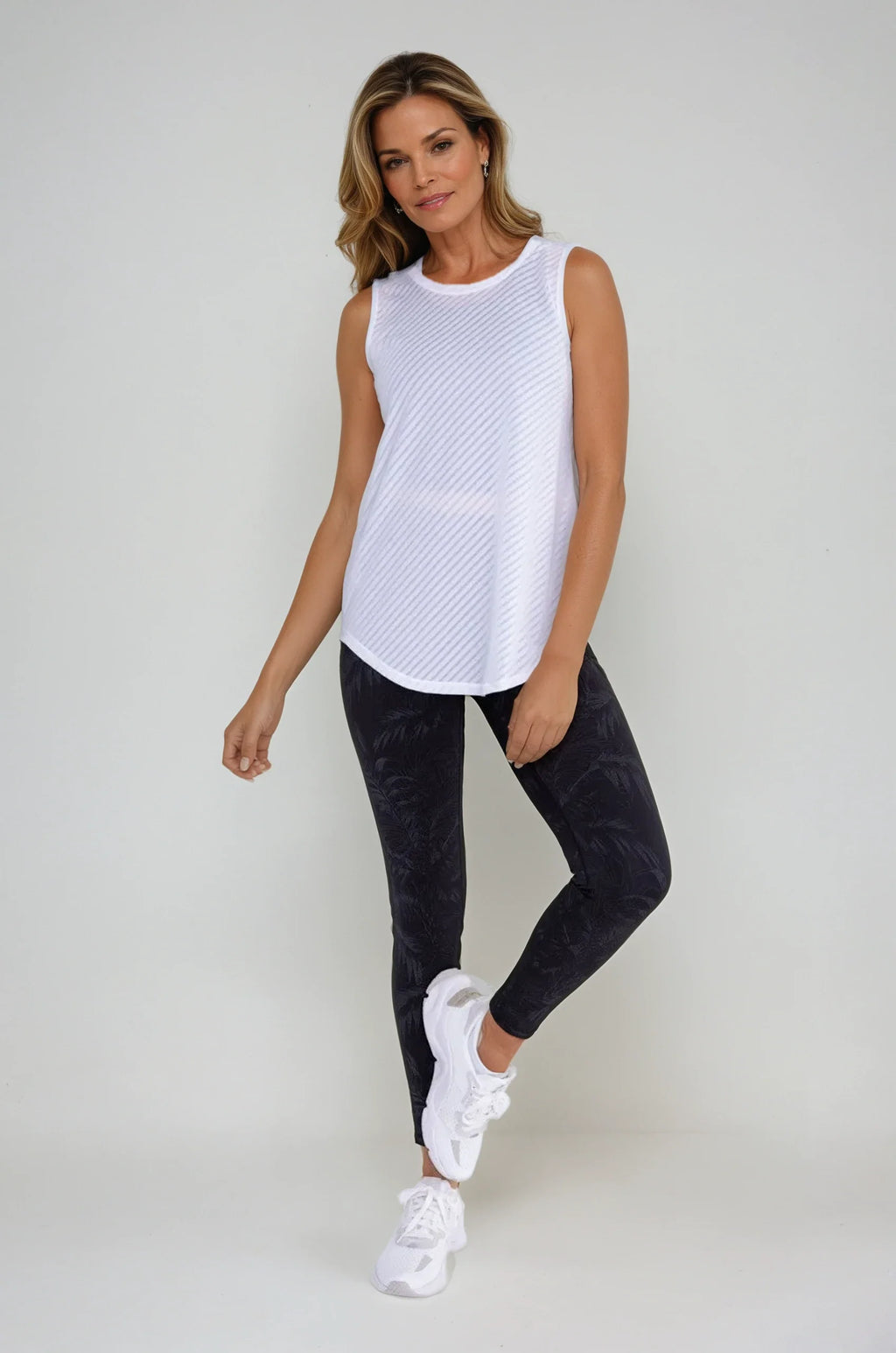 Sheer Striped Mesh Active Tank with Cut-Out Back Fitkitty Culture Athleisure Wear, Yoga Wear & Women's Clothing