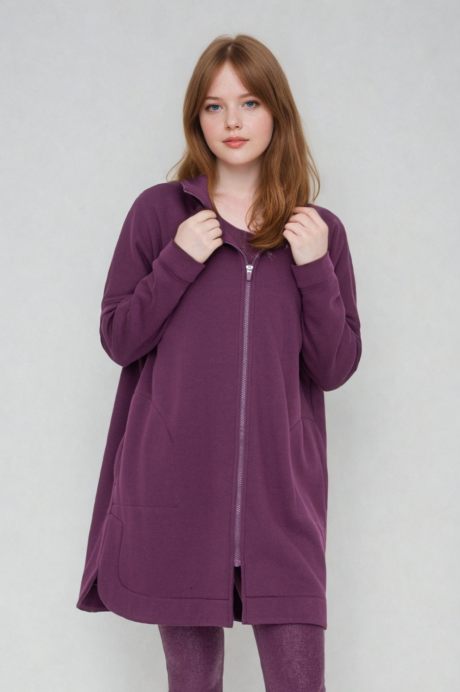 Cozy Comfort Zip Up Hoodie Jacket Burgundy Fitkitty Culture Athleisure Wear, Yoga Wear & Women's Clothing