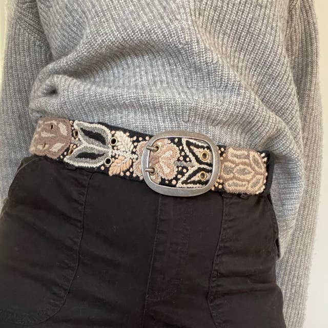 Wildroot Black Hand-Embroidered Wool Belt Fitkitty Culture Athleisure Wear, Yoga Wear & Women's Clothing