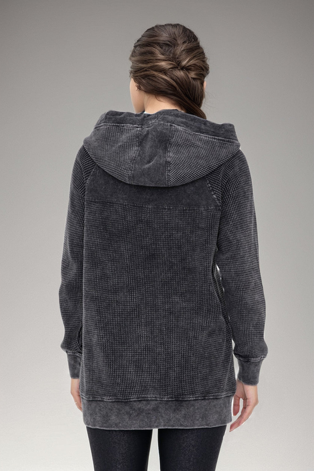 Oversized Waffle Knit Zip-Up Hoodie Fitkitty Culture Athleisure Wear, Yoga Wear & Women's Clothing