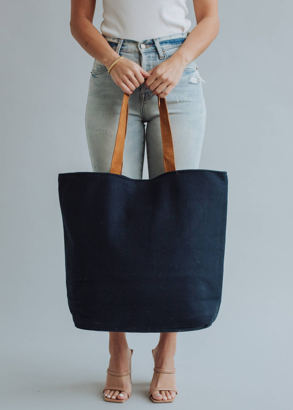Poolside Bliss Woven Cotton Tote - Navy Fitkitty Culture Athleisure Wear, Yoga Wear & Women's Clothing
