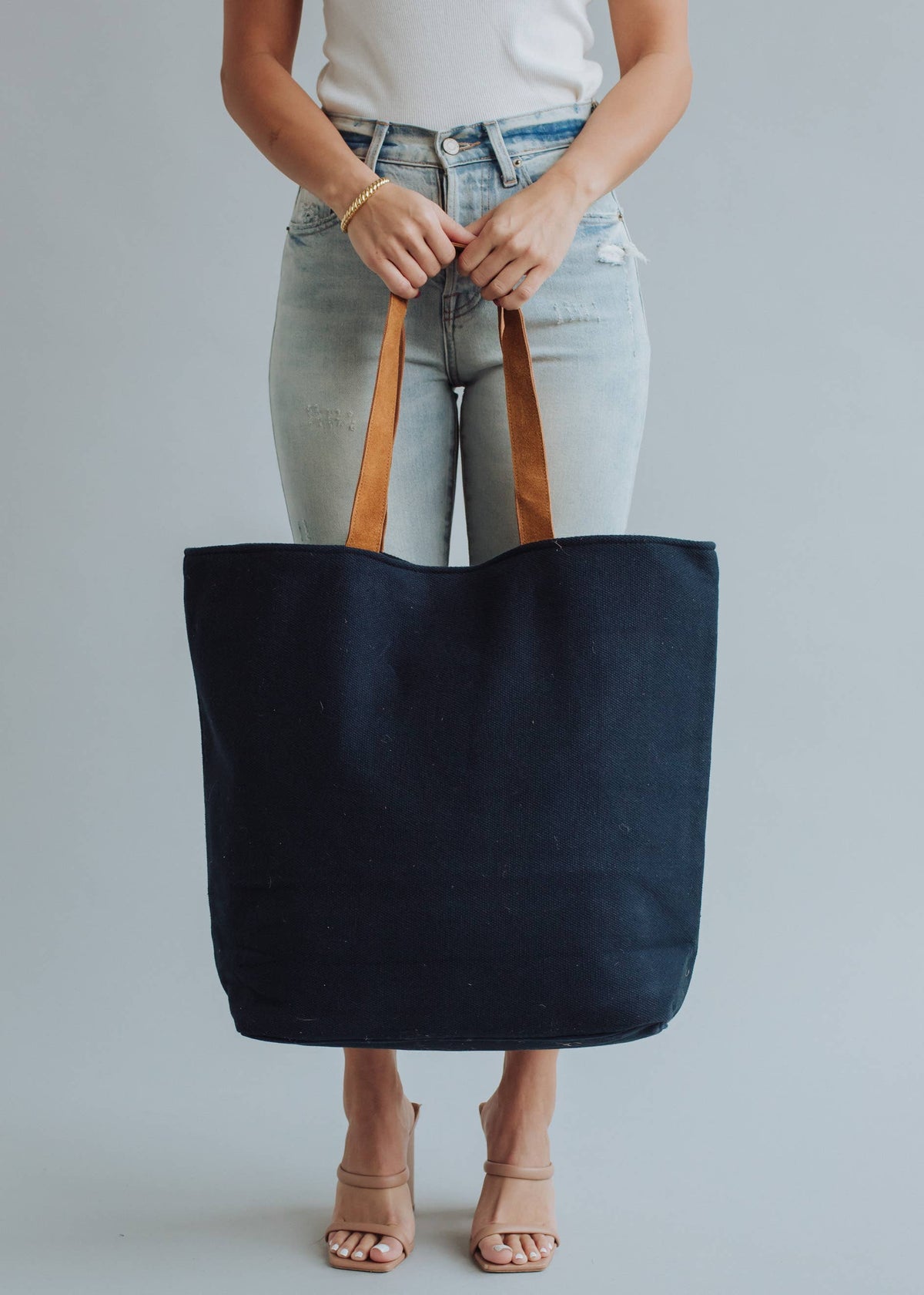 Poolside Bliss Woven Cotton Tote - Navy Fitkitty Culture Athleisure Wear, Yoga Wear & Women's Clothing