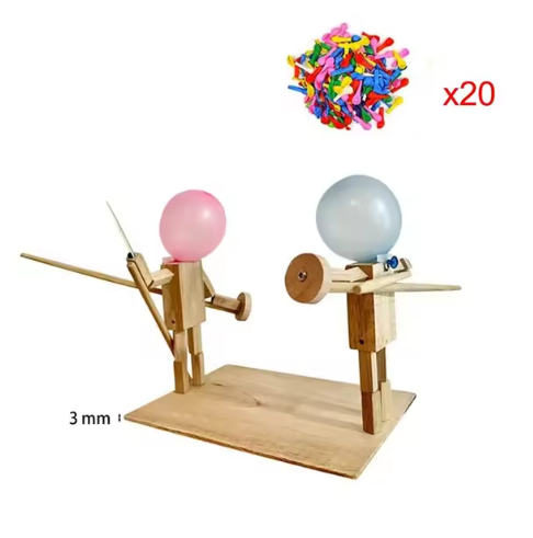 Handmade Balloon Heads Wooden Fighter Puppets Wear for Art Thou