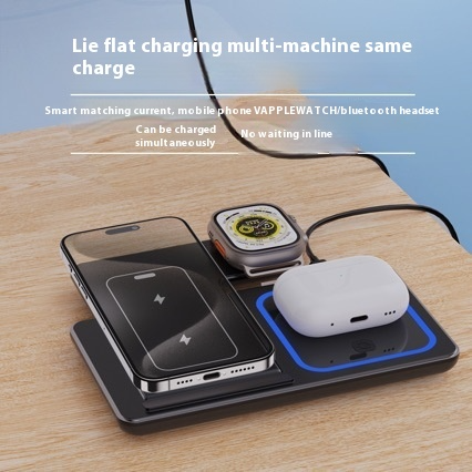 3 In 1 LED Fast Wireless Charger Stand Foldable Charging Station Wear for Art Thou