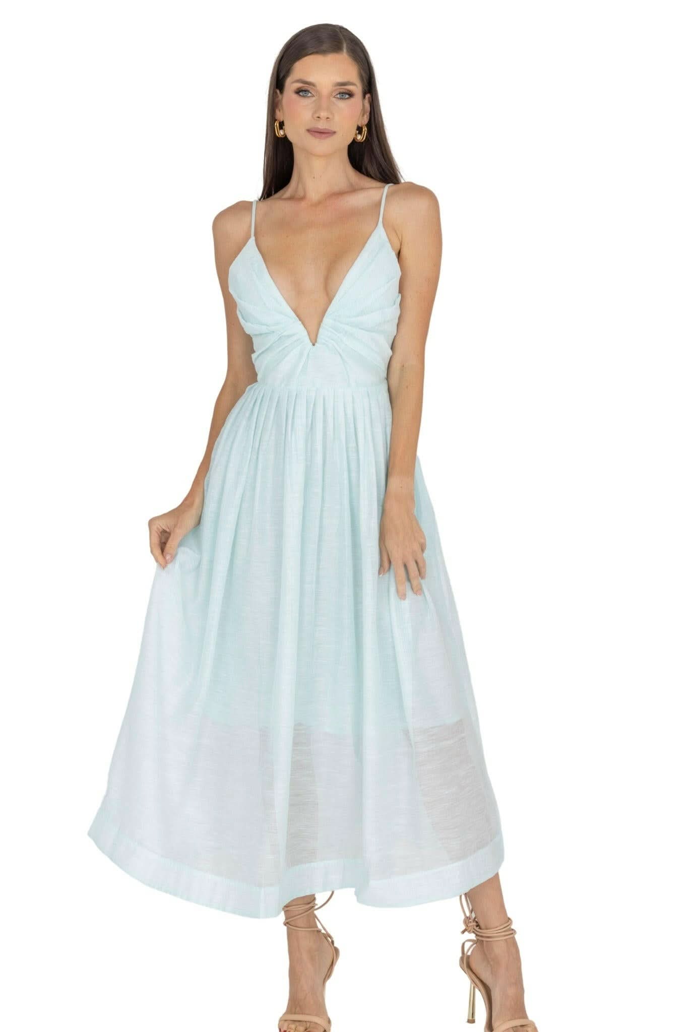 Adeli V Neck Midi Dress Akalia