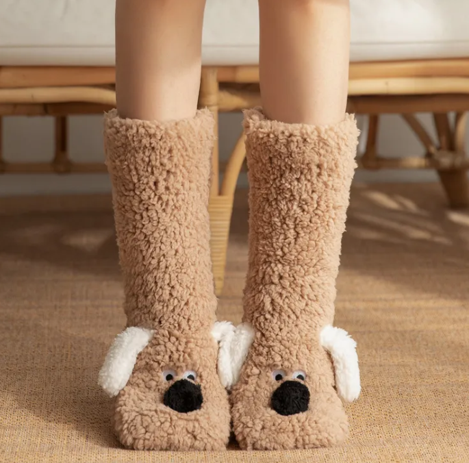 Women’s Plush Dog Socks Wear for Art Thou