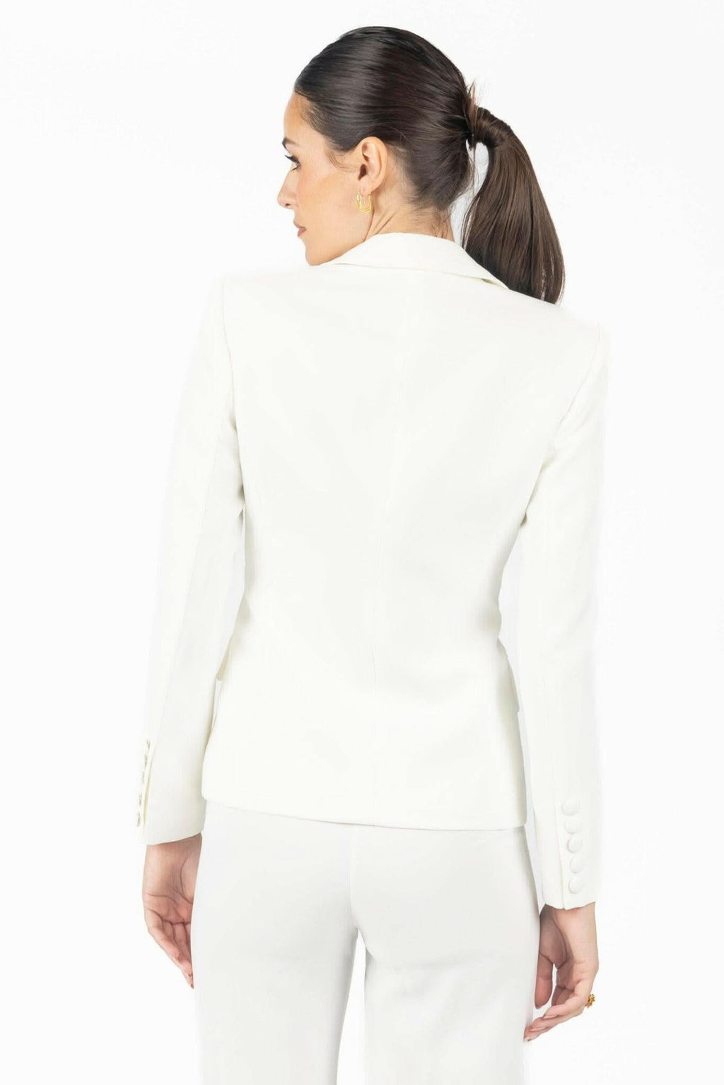 Alana White Pleated Blazer Akalia