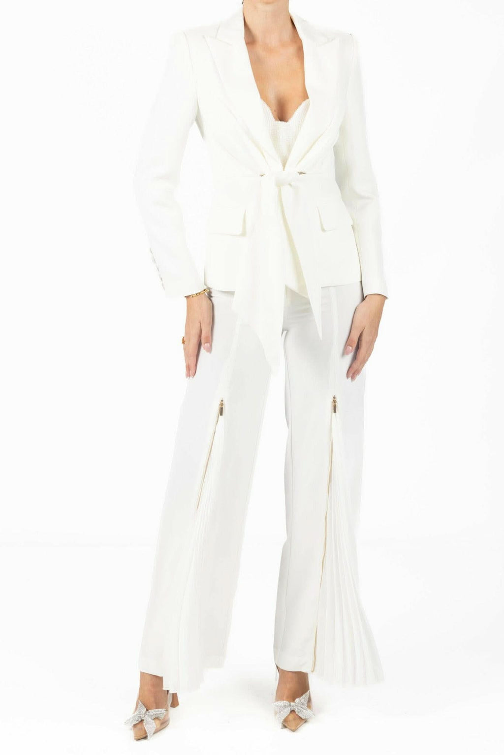 Alana White Pleated Pants Akalia