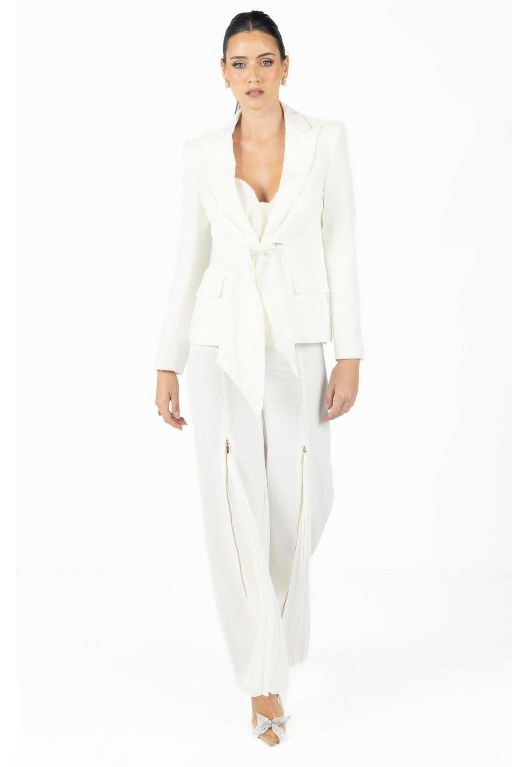 Alana White Pleated Pants Akalia