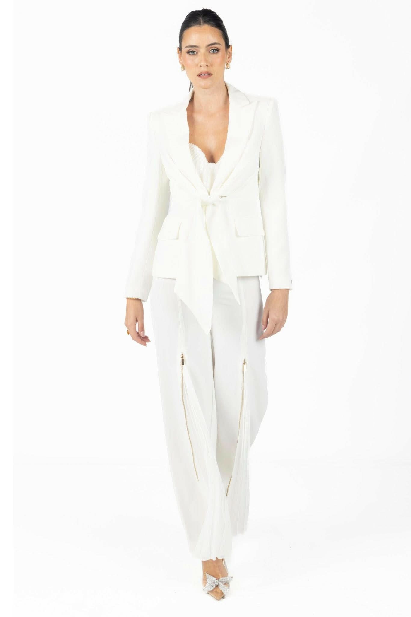 Alana White Pleated Pants Akalia