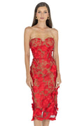 Anni Floral Embroidered Strapless Midi Dress Akalia