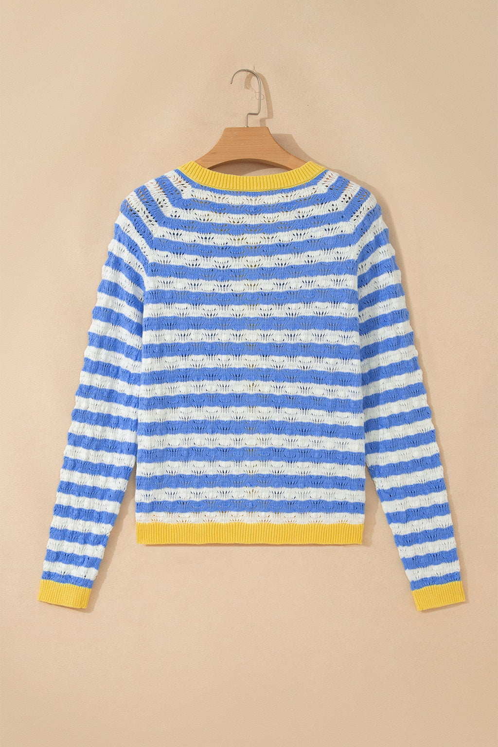 Stripe Colorblock Button Front Knit Cardigan Pretty Bash
