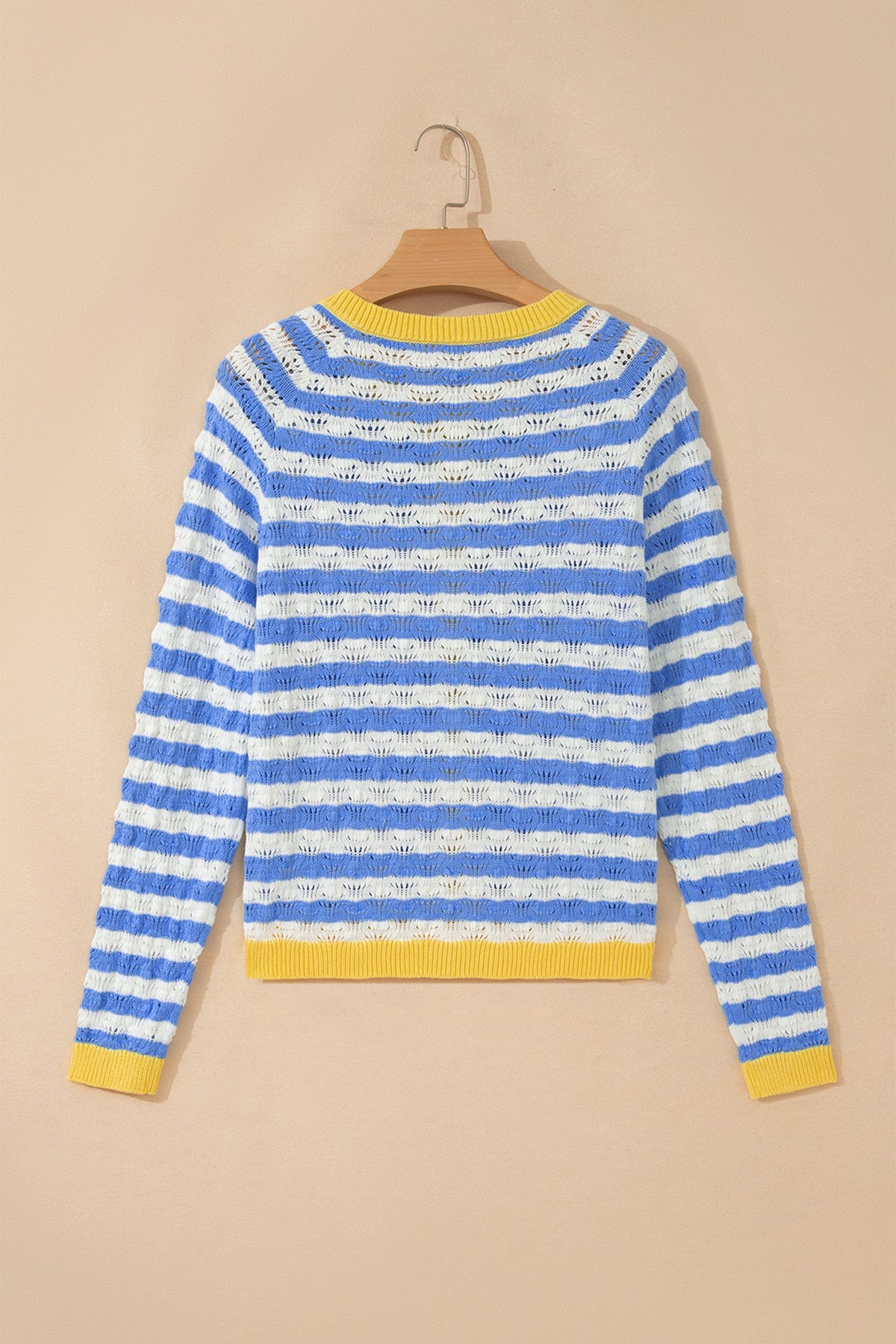 Stripe Colorblock Button Front Knit Cardigan Pretty Bash