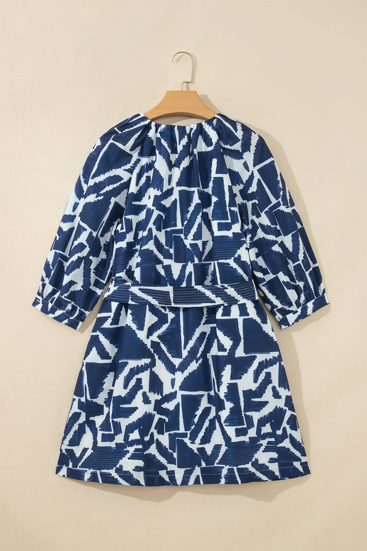 Abstract Geometric Zip Front Tie Waist Shift Dress Pretty Bash
