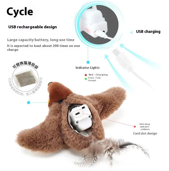 Flapping Bird Cat  Toy Wear for Art Thou