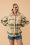 Plaid Corduroy Patchwork Chest Pocket Shacket Pretty Bash