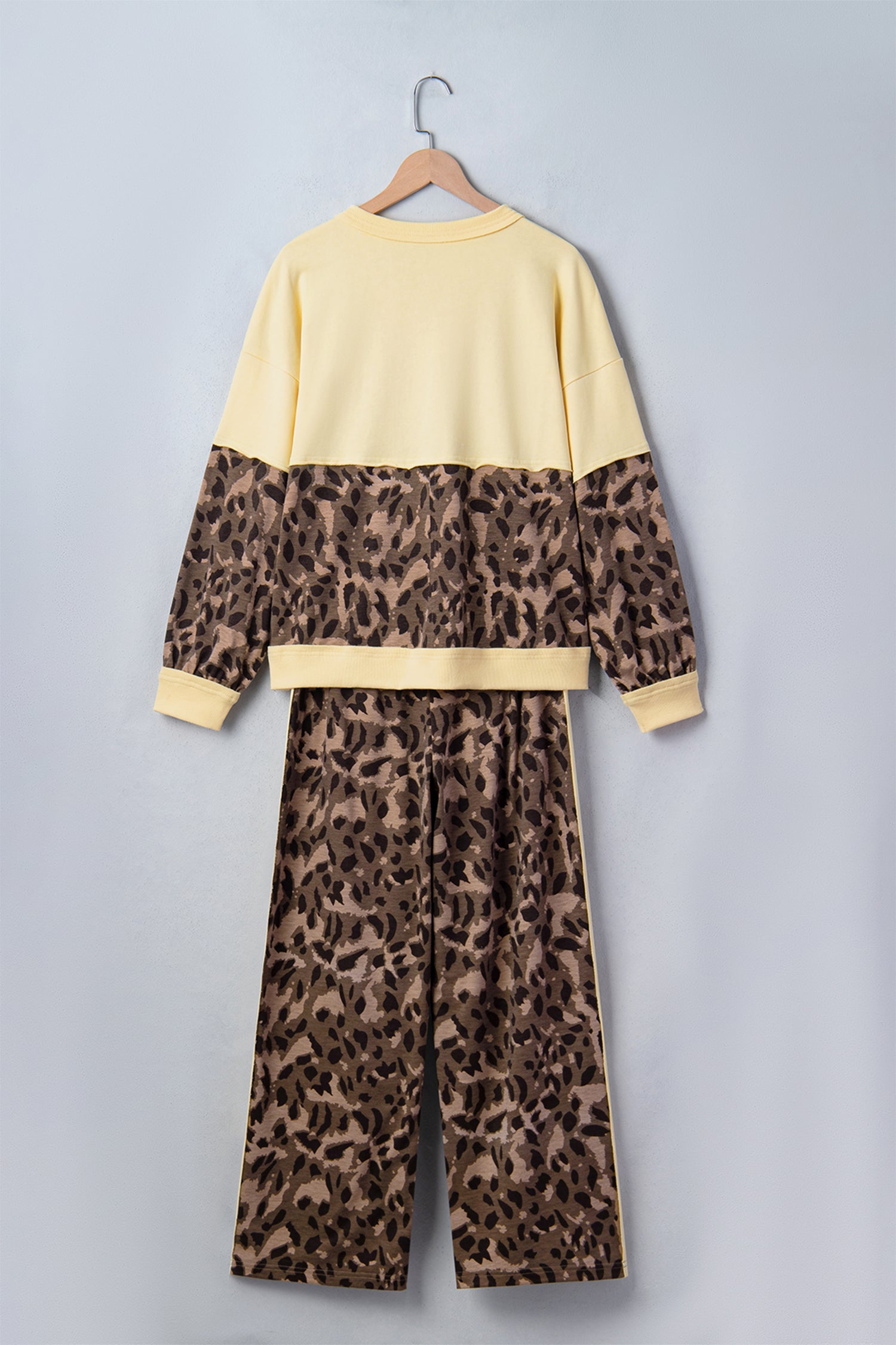 Leopard Colorblock Top & Wide Leg Pants Set Pretty Bash