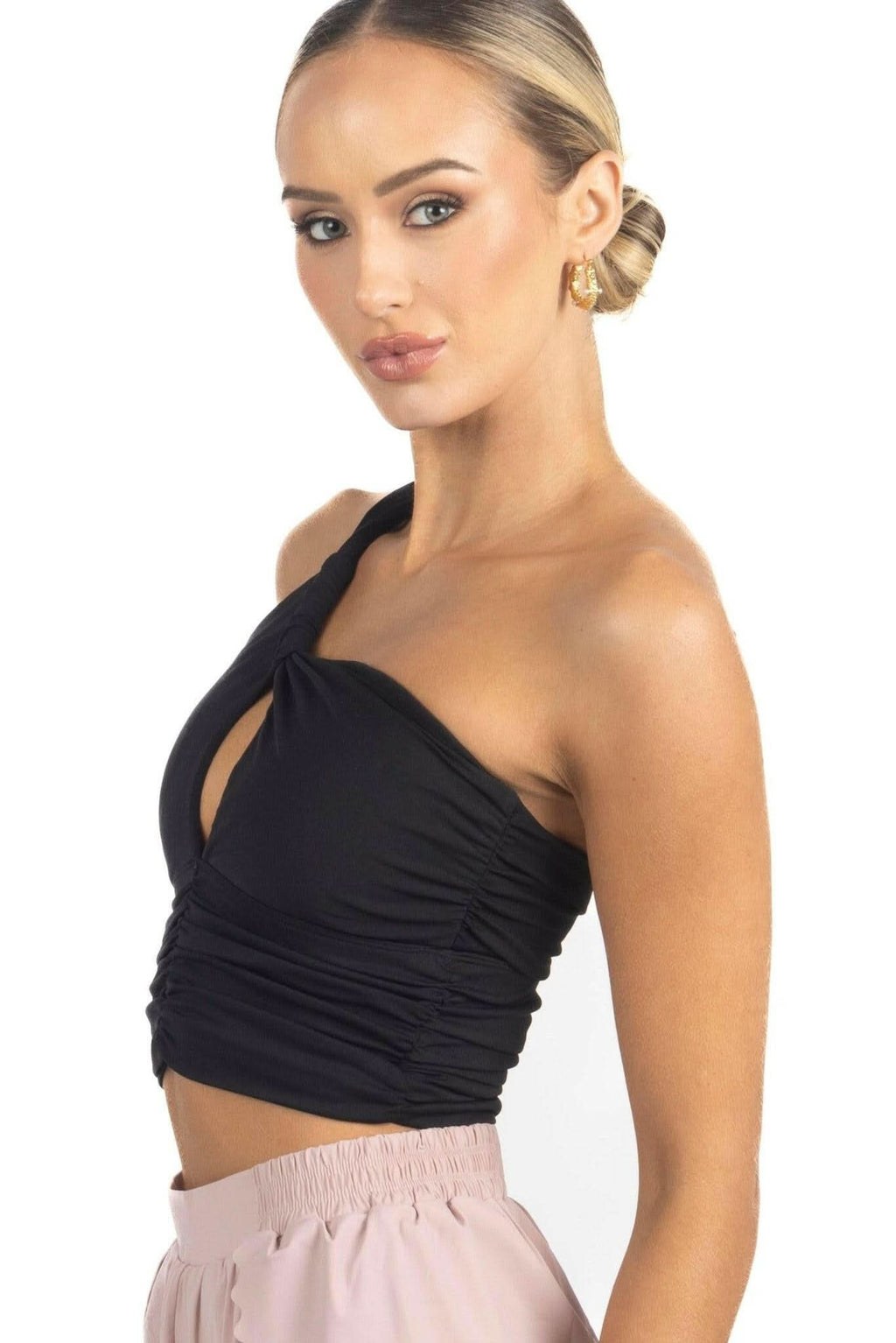 Belle Drapped Activewear Sportsbra in Black Akalia