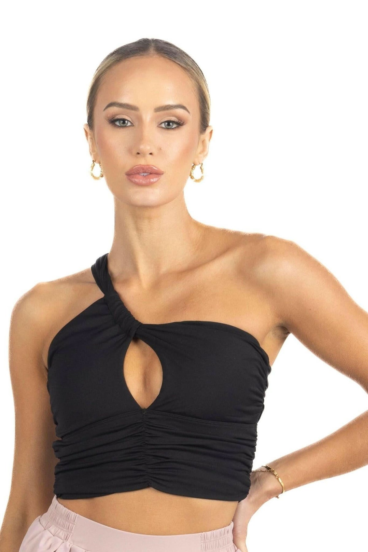 Belle Drapped Activewear Sportsbra in Black Akalia