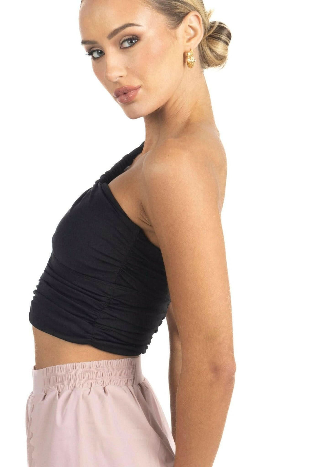 Belle Drapped Activewear Sportsbra in Black Akalia